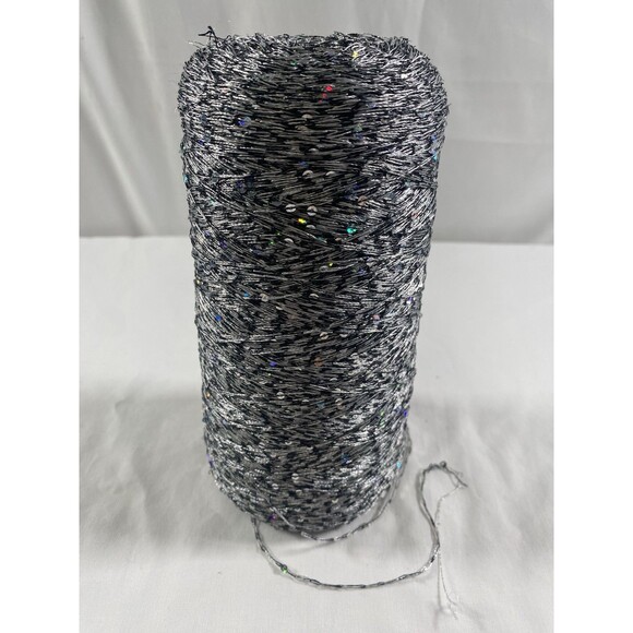 Fancy Cone Yarn White Black Rainbow Sequin Thread Clothes Needlework 480g #382 - Picture 1 of 5